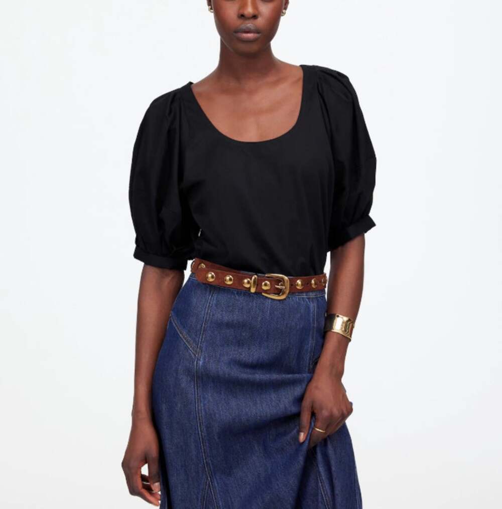 Madewell Relaxed Scoopneck Short-Sleeve Top Womens M Black Cotton Lightweight
